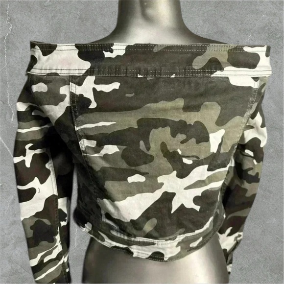 🆕Crop Off Shoulder Jacket - Picture 3 of 16